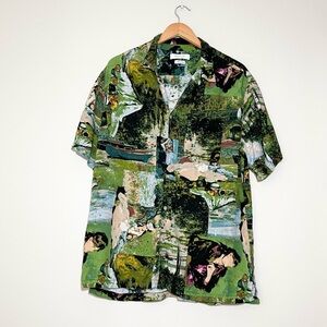 Urban Outfitters Art Motif Short Sleeve Button Down Shirt